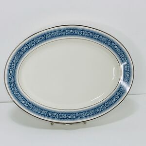 VINTAGE NORITAKE PONTCHARTRAIN design with blue scroll Platter 7024 Oval